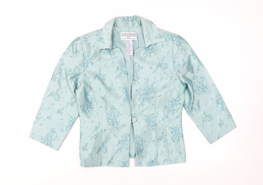 Jessica Howard Women’s Petite Green Floral Brocade Suit Jacket Size 10P