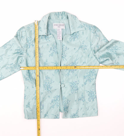 Jessica Howard Women’s Petite Green Floral Brocade Suit Jacket Size 10P
