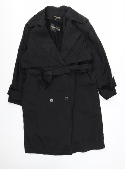 Forecaster of Boston Women's Black Trench Coat Size 12 Classic Long Belted