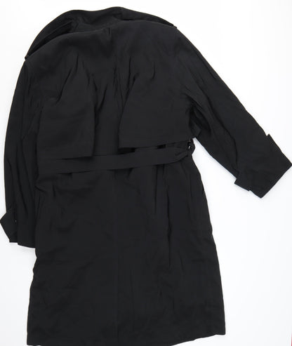 Forecaster of Boston Women's Black Trench Coat Size 12 Classic Long Belted