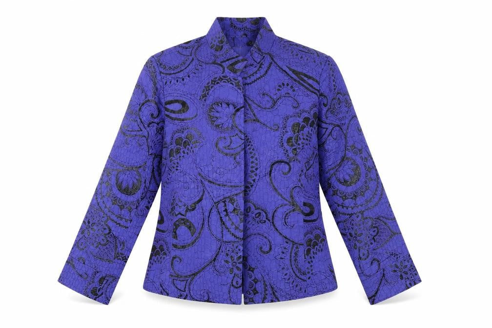 Erin London Women's Purple Paisley Blazer Jacket M Tailored Fit