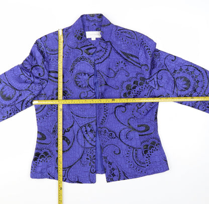 Erin London Women's Purple Paisley Blazer Jacket M Tailored Fit