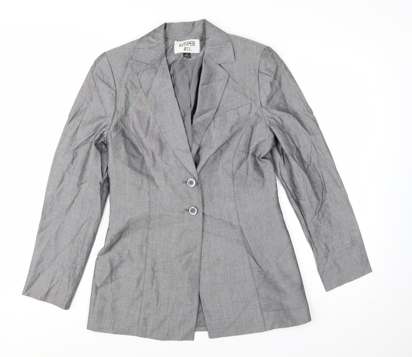 Kasper A.S.L. Women's Grey Size 4 Single-Breasted Suit Jacket