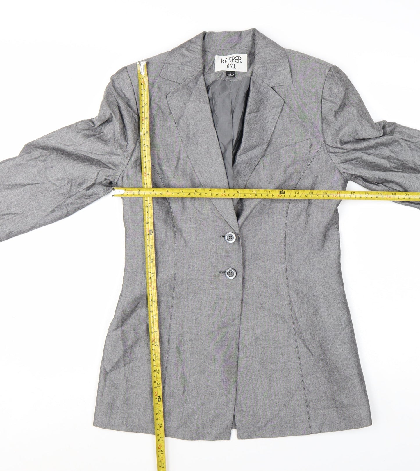 Kasper A.S.L. Women's Grey Size 4 Single-Breasted Suit Jacket
