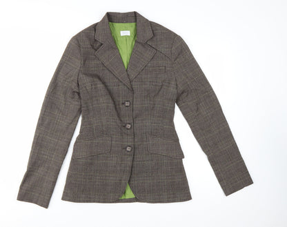 Suzy Shier Women's Brown Checked Single-Breasted Blazer Size 8