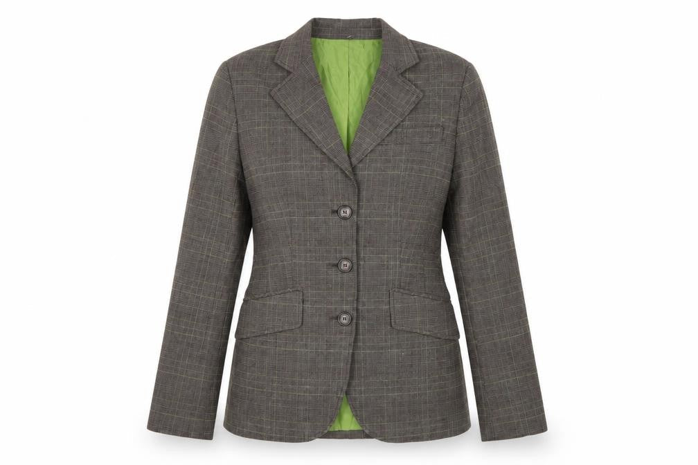 Suzy Shier Women's Brown Checked Single-Breasted Blazer Size 8