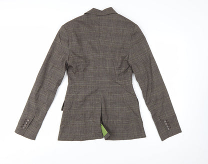 Suzy Shier Women's Brown Checked Single-Breasted Blazer Size 8