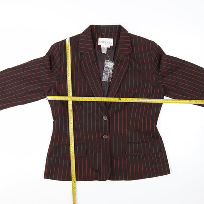 Tower Hill Collection Women Brown Pinstripe Blazer Size 6 Classic Fit