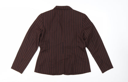 Tower Hill Collection Women Brown Pinstripe Blazer Size 6 Classic Fit