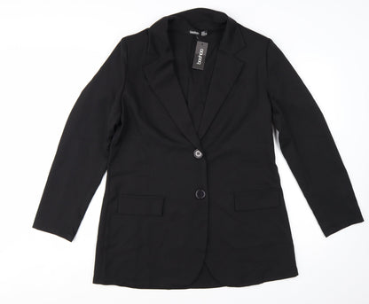 Boohoo Women Black Tailored Two-Button Blazer UK 14