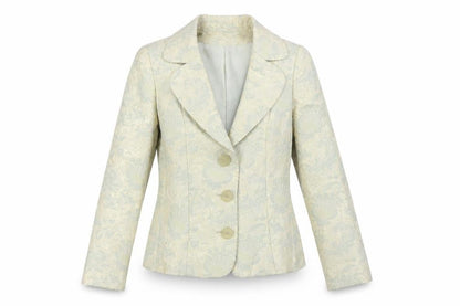 Marks and Spencer Women’s Green Jacquard Blazer UK 10 Single Breasted