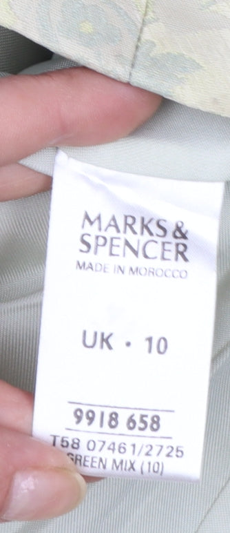Marks and Spencer Women’s Green Jacquard Blazer UK 10 Single Breasted