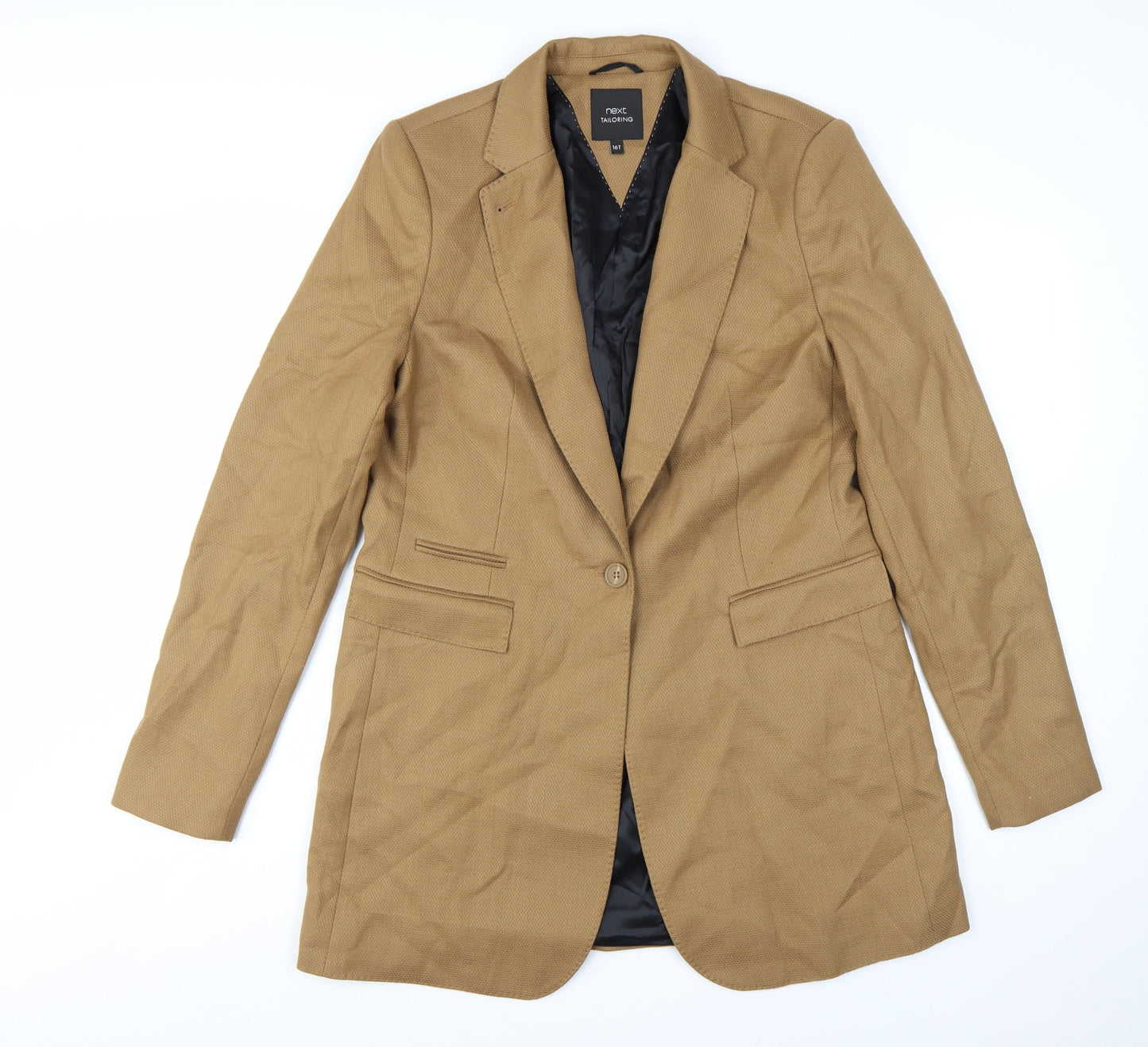 Next Tailoring Women's Beige Wool Blend Single-Breasted Blazer UK 16T