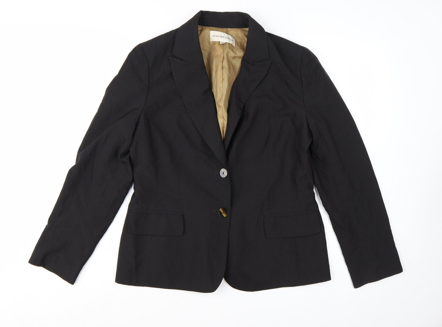 Jones New York Women's Black Pinstripe Blazer Size 12 Classic Fit