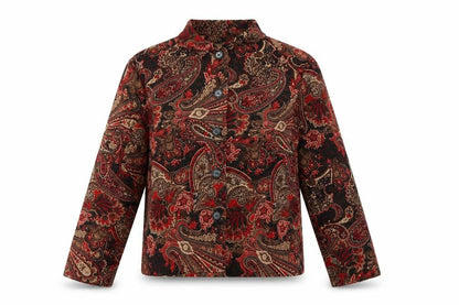 Briggs New York Petite Red Paisley Velvet Blazer Women PL