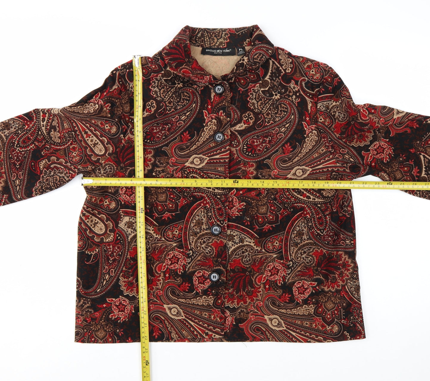 Briggs New York Petite Red Paisley Velvet Blazer Women PL