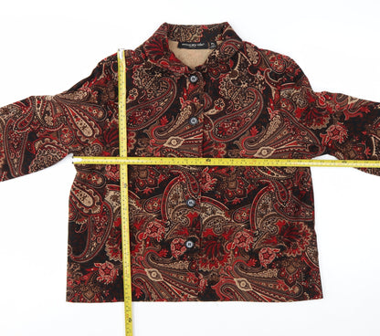 Briggs New York Petite Red Paisley Velvet Blazer Women PL