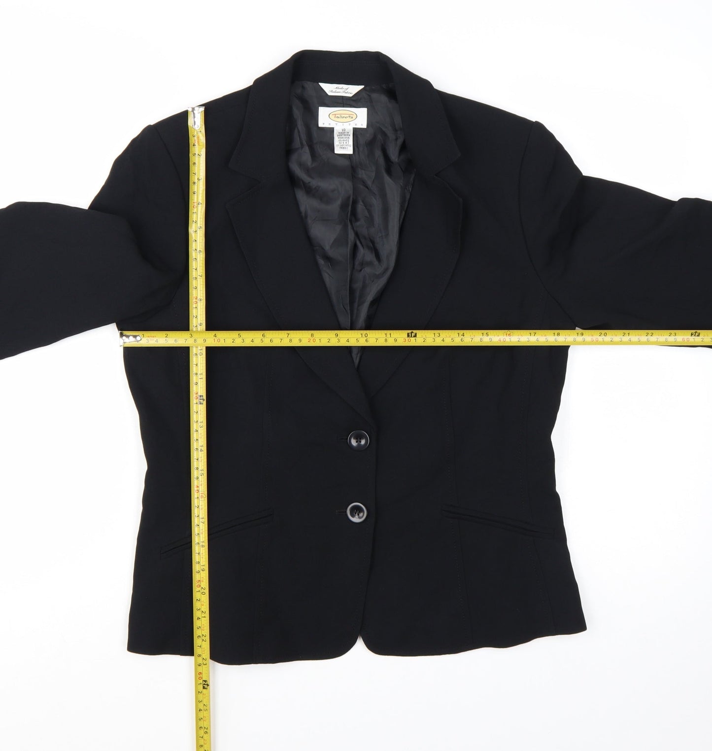 Talbots Petites Black Single-Breasted Blazer Women's Size 12 Petite Acetate Blend