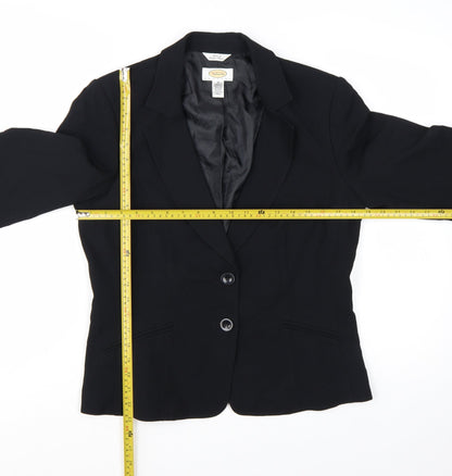 Talbots Petites Black Single-Breasted Blazer Women's Size 12 Petite Acetate Blend