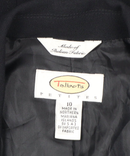 Talbots Petites Black Single-Breasted Blazer Women's Size 12 Petite Acetate Blend