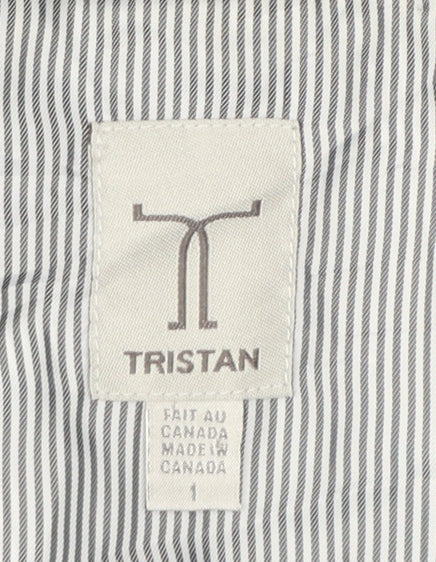 Tristan Women Navy Linen Blend Single-Breasted Blazer Size S
