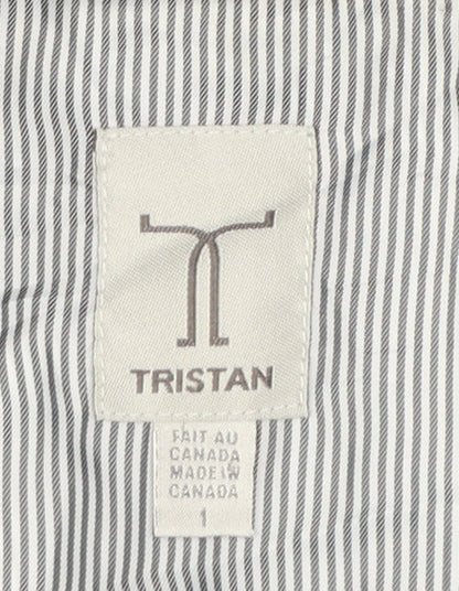 Tristan Women Navy Linen Blend Single-Breasted Blazer Size S