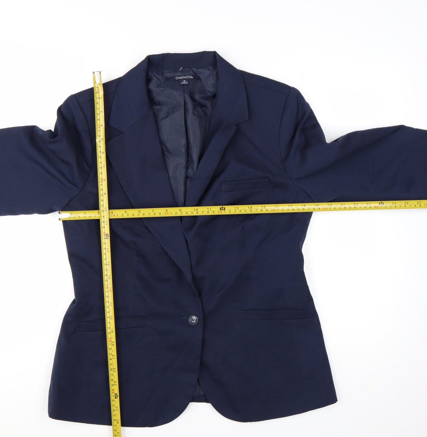Chadwicks Women Blue Size 12 Classic Single-Breasted Blazer
