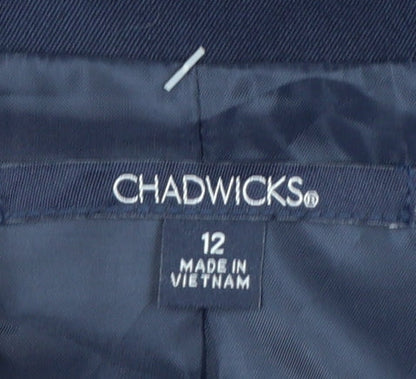 Chadwicks Women Blue Size 12 Classic Single-Breasted Blazer