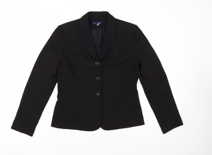 Ann Taylor Women Black Wool Single-Breasted Blazer Size 8 Regular