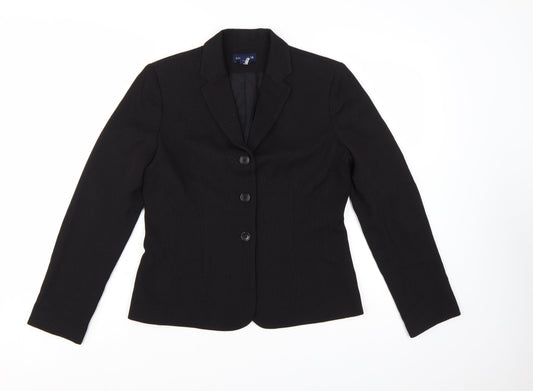Ann Taylor Women Black Wool Single-Breasted Blazer Size 8 Regular