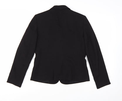 Ann Taylor Women Black Wool Single-Breasted Blazer Size 8 Regular