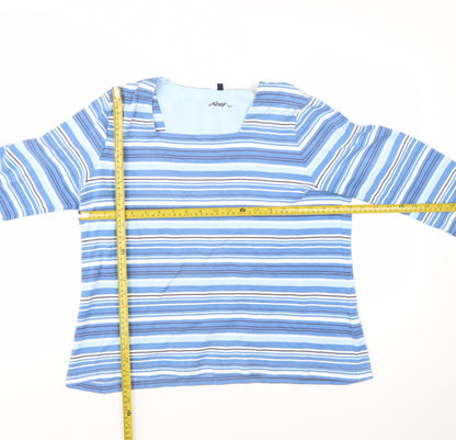 Dash Women’s Blue Striped 3/4 Sleeve Cotton Stretch T-Shirt Size 20