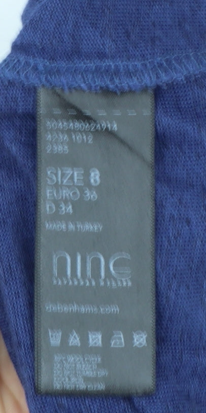 Nine by Savannah Miller Women's Blue Sequin Shoulder Cotton T-Shirt Size 8
