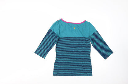 Joules Womens Blue Striped 3/4 Sleeve Cotton Nautical Top Size 10