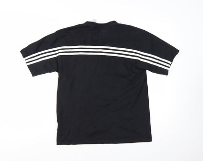 Adidas Mens Black Striped Short Sleeve Crew Neck T-Shirt Size S