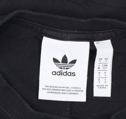 Adidas Mens Black Striped Short Sleeve Crew Neck T-Shirt Size S