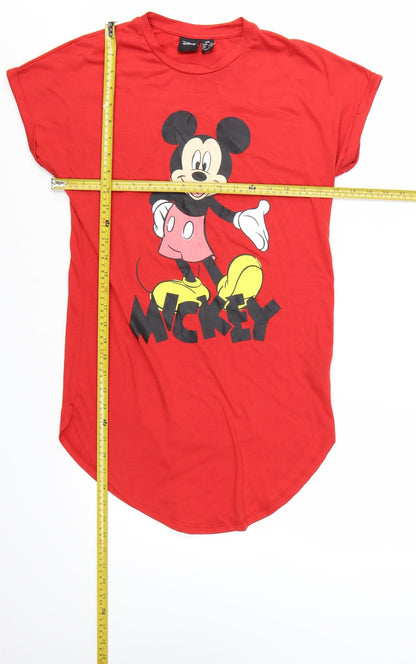 Primark Disney Women's Red Mickey Mouse T-Shirt Nightshirt 2XS