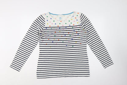 Boden Women's Multicoloured Stripe Spot Long Sleeve Cotton T-Shirt Size 16