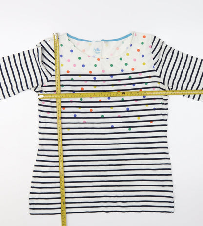 Boden Women's Multicoloured Stripe Spot Long Sleeve Cotton T-Shirt Size 16
