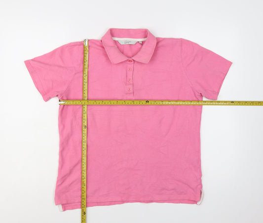 GolfCo Women's Pink 100% Cotton Short Sleeve Polo Shirt M