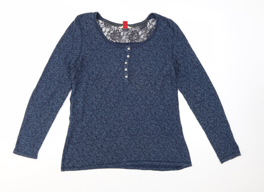 Falmer Heritage Women’s Blue Lace Panel Long Sleeve Jersey Top Size 14