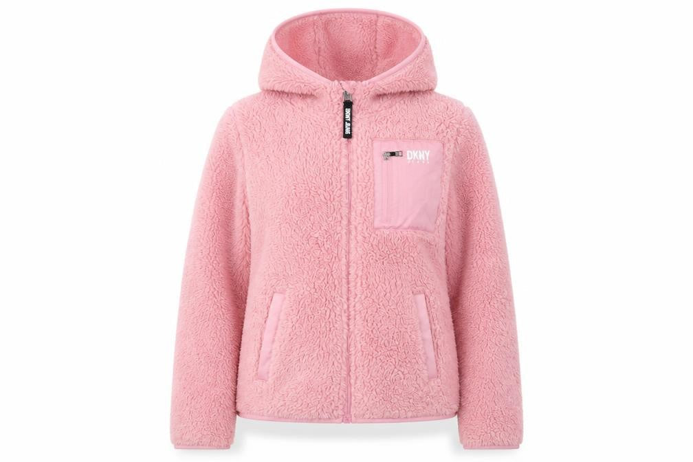 DKNY Teens Pink Fleece Hooded Zip Jacket Size 10