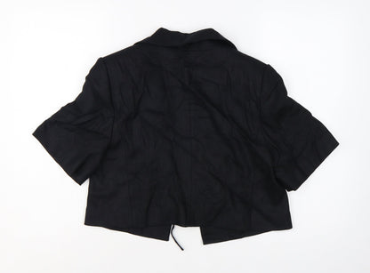 Marks and Spencer Women's Black Cropped Linen Blend Blazer Size 12
