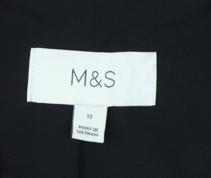 Marks and Spencer Women's Black Cropped Linen Blend Blazer Size 12