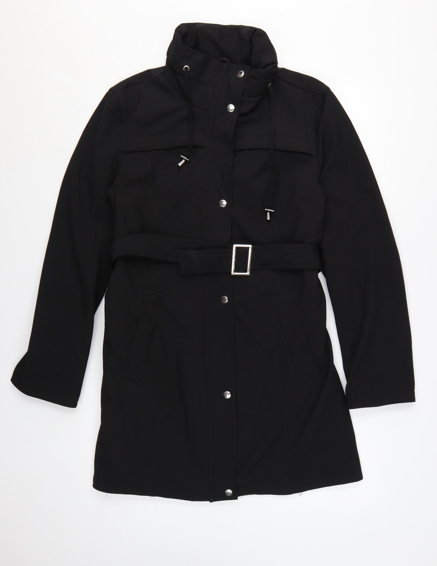Michael Kors Women's Black Belted Long Trench Coat Size L