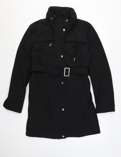 Michael Kors Women's Black Belted Long Trench Coat Size L