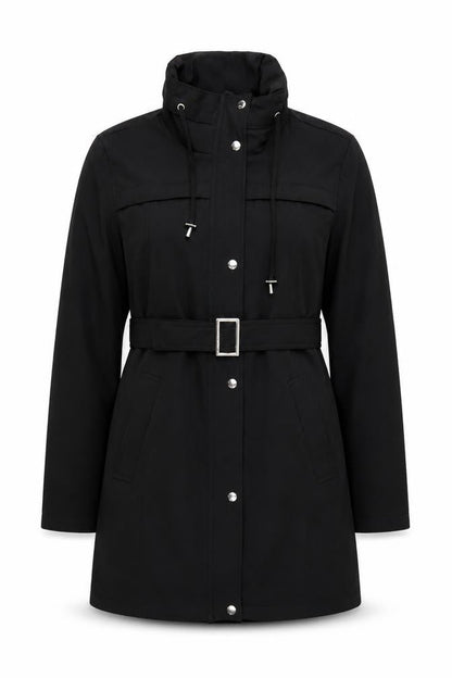 Michael Kors Women's Black Belted Long Trench Coat Size L