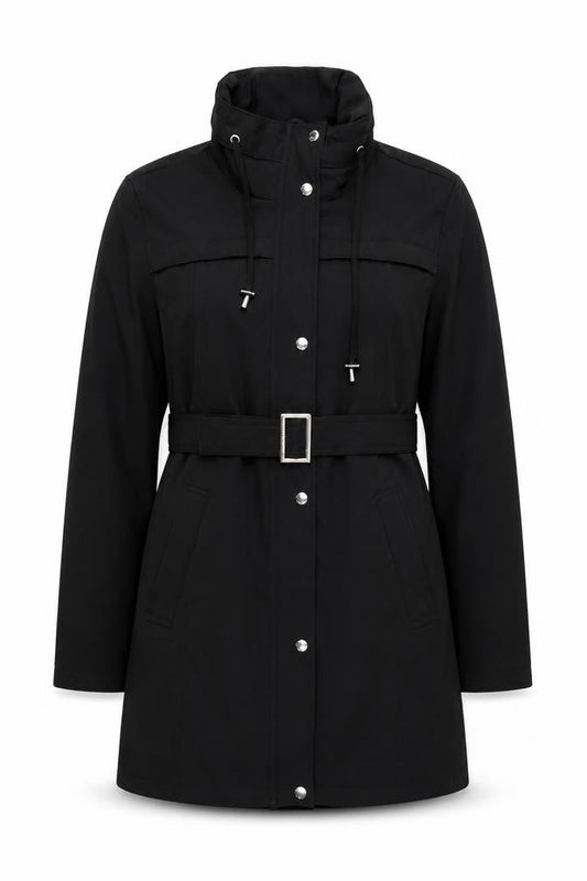 Michael Kors Women's Black Belted Long Trench Coat Size L
