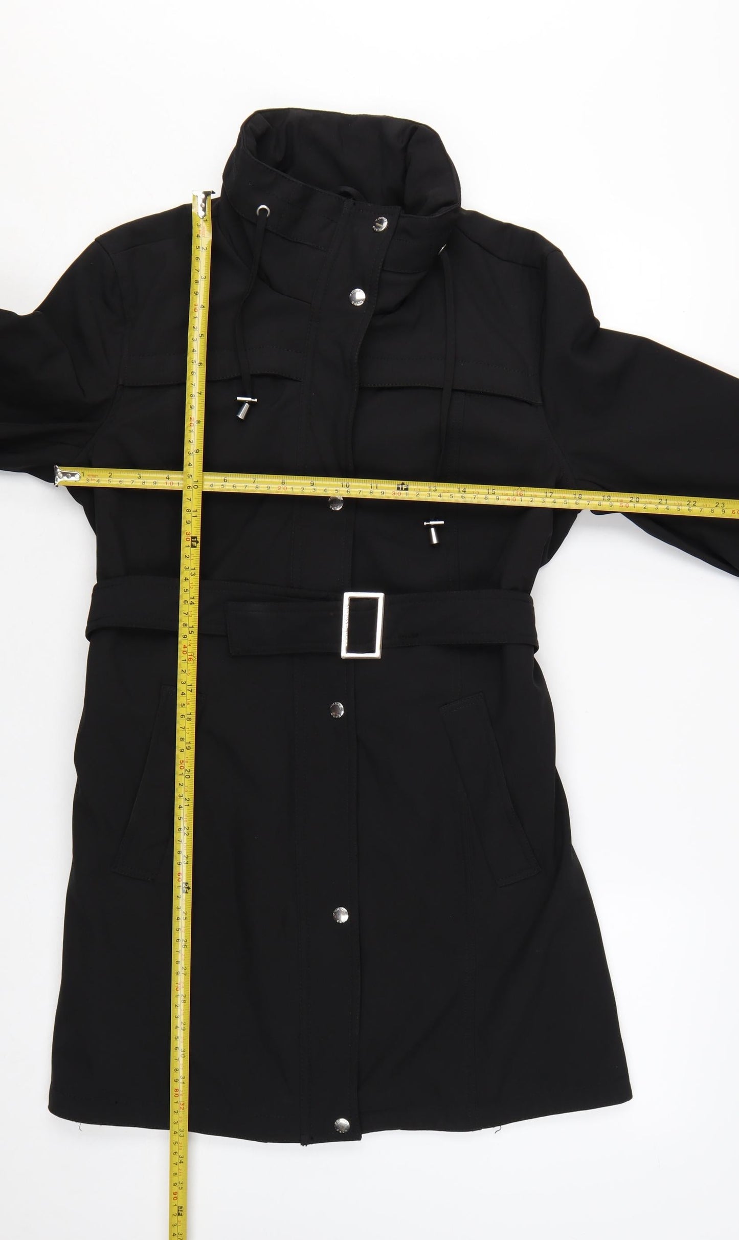 Michael Kors Women's Black Belted Long Trench Coat Size L