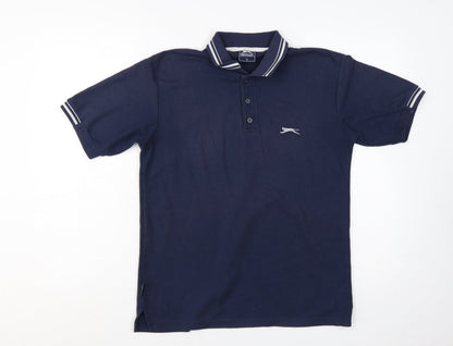 Slazenger Men's Navy Blue Polo Shirt Size S Short Sleeve Classic Fit